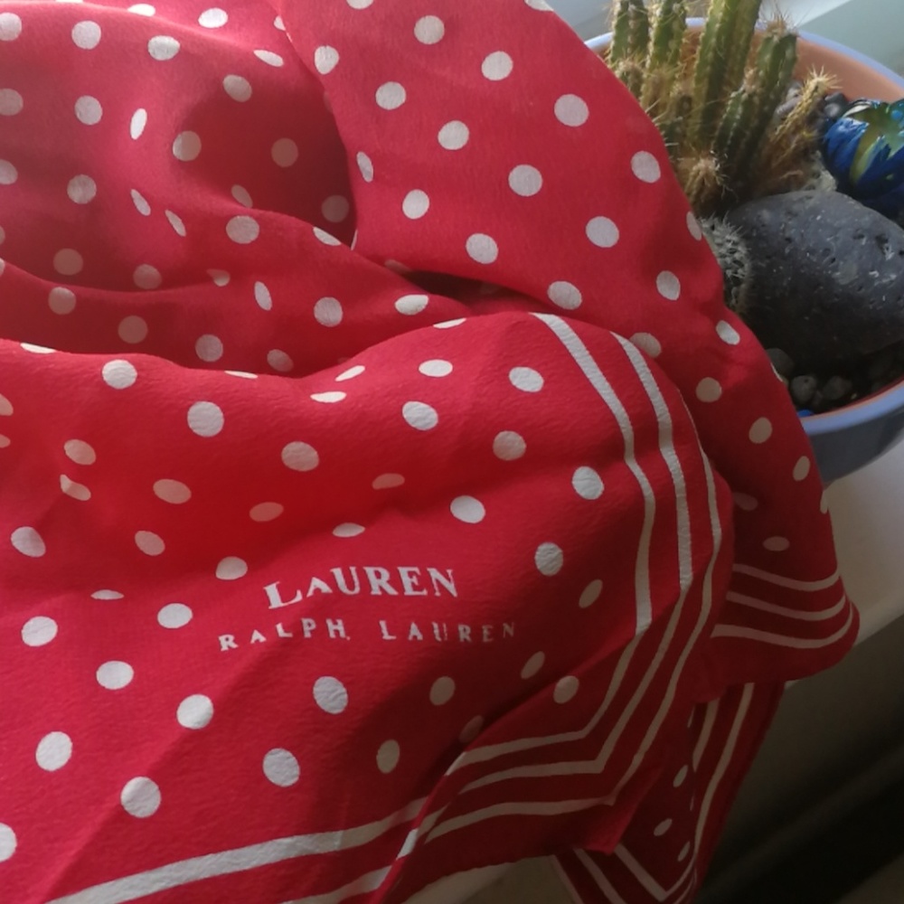 Lauren by Ralph Lauren Red 100% Silk Scarf